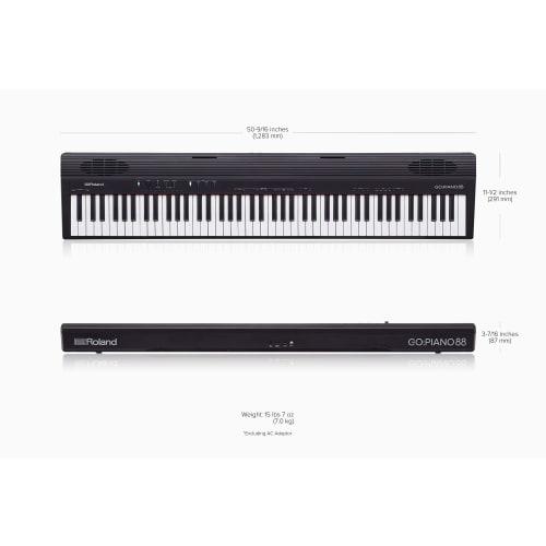 Roland GO-88P GO:PIANO88 Entry-Level Digital Piano with 88 Keys, Perfect for Beginners, Practice, Acoustic-Size Keys, Lightweight, Portable, Battery-P
