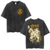 2026 Anime JoJo Bizarre Adventure Jotaro Kujo Vintage Acid Washed T Shirts Men Women Cotton Casual Short Sleeves T-shirts Streetwear