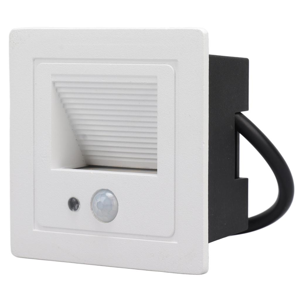 LED Corner Wall Lamp Recessed Warm White Iron Baking Varnish Body Induction Step Light for Stairway 85‑260V