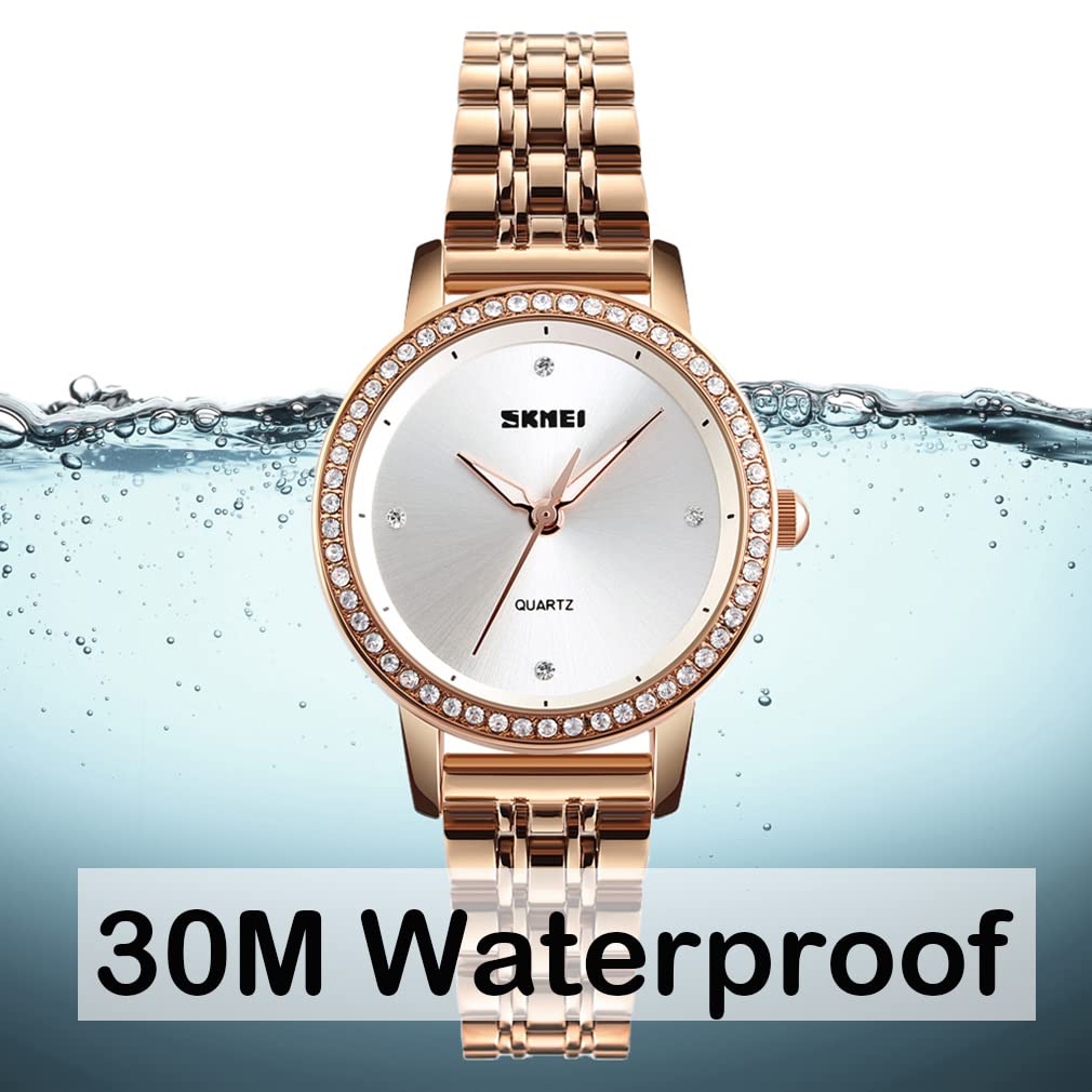 Simple and Stylish Wristwatch with This Watch Is and Features a Stainless Steel a Luxurious Gift for Women's Diamonds. Gold-colored Waterproof,