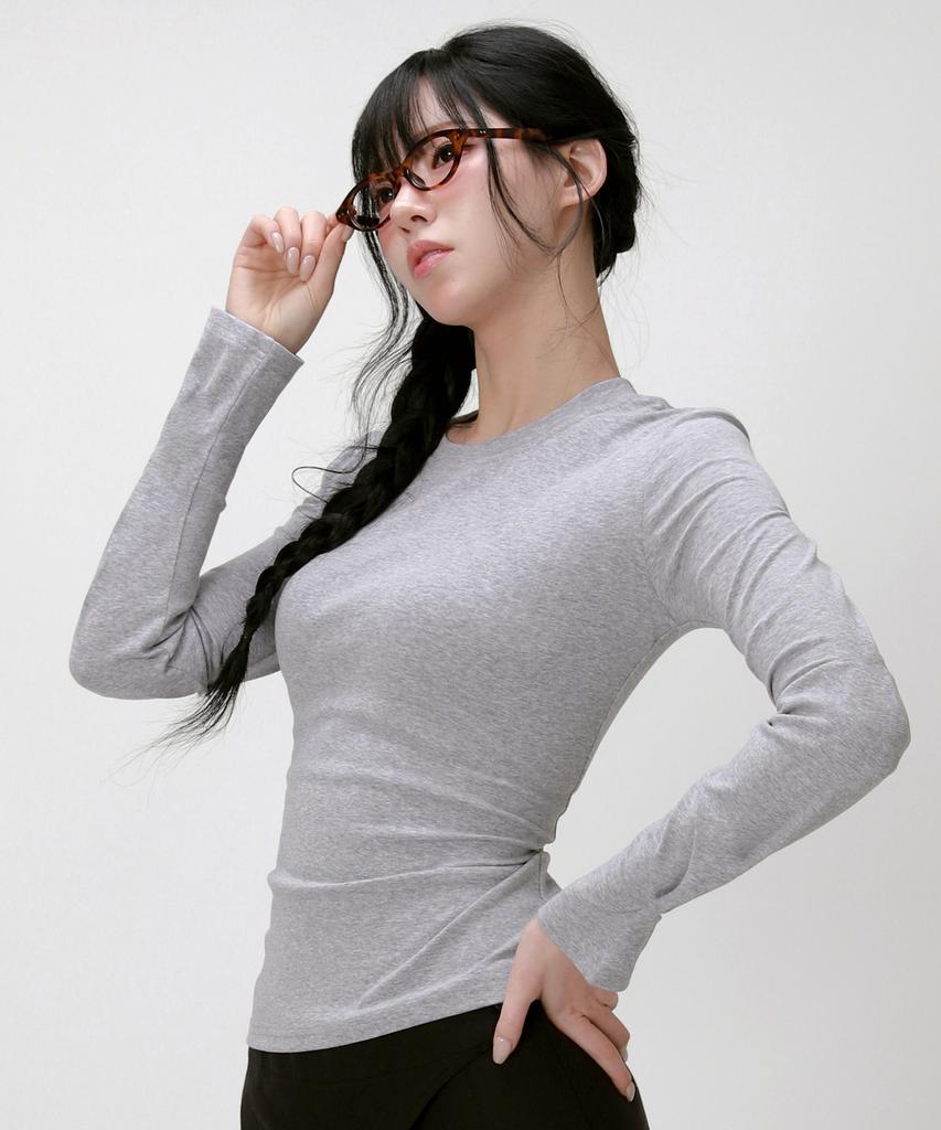 LIKE THE MOST Slim Basic Long Sleeve T-Shirt_Gray