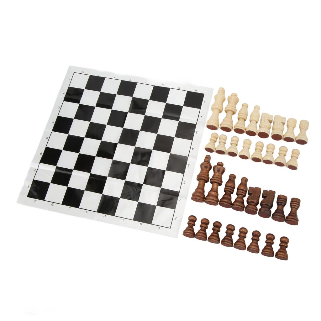 Folding Chess Board with 32 Pieces Chess Pieces Portable Funny Board Game Chess Sets for Holiday Party