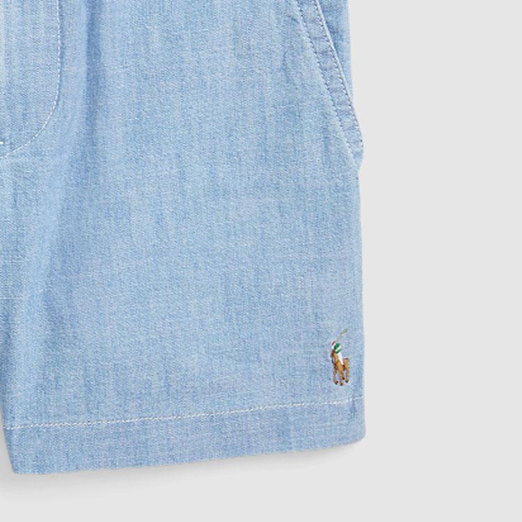 Polo Ralph Lauren SS24 Pony Embroidered Mid-Rise Straight Casual Shorts Kids Shorts Fabric-Blue CWPOSHOB4G20117-450