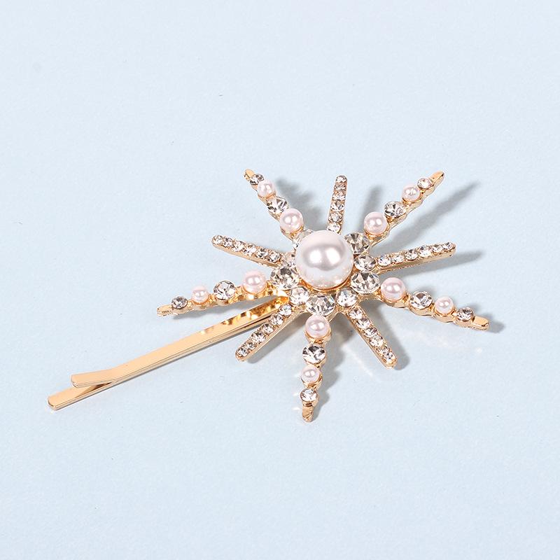 New Geometric Stars Moon Rhinestone Hair Clip Set Snowflake Star Bride Hairpins Women Side Clip Hair Barrettes Hair Accessories
