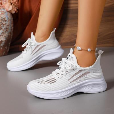 Breathable Lace Up Mesh Sneakers Women Autumn Fashion Light Weight Sports Shoes Comfort Soft Sole Non Slip Running Shoes