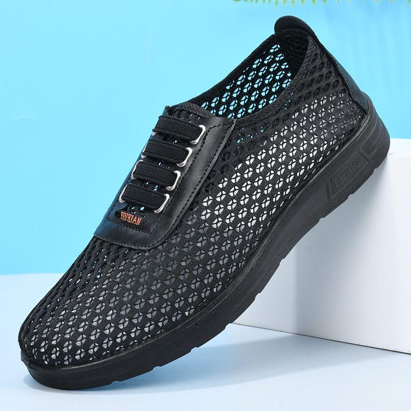 

Летние мужские сетчатые туфли, дышащие, легкие, ажурные, сетчатые туфли с мягкой подошвой, нескользящие и износостойкие, рабочая обувь для мужчин 44