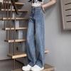 Women's High-Waisted Wide-Leg Jeans - Petite, Floor-Length, Loose Drape, Spring/Autumn 2023