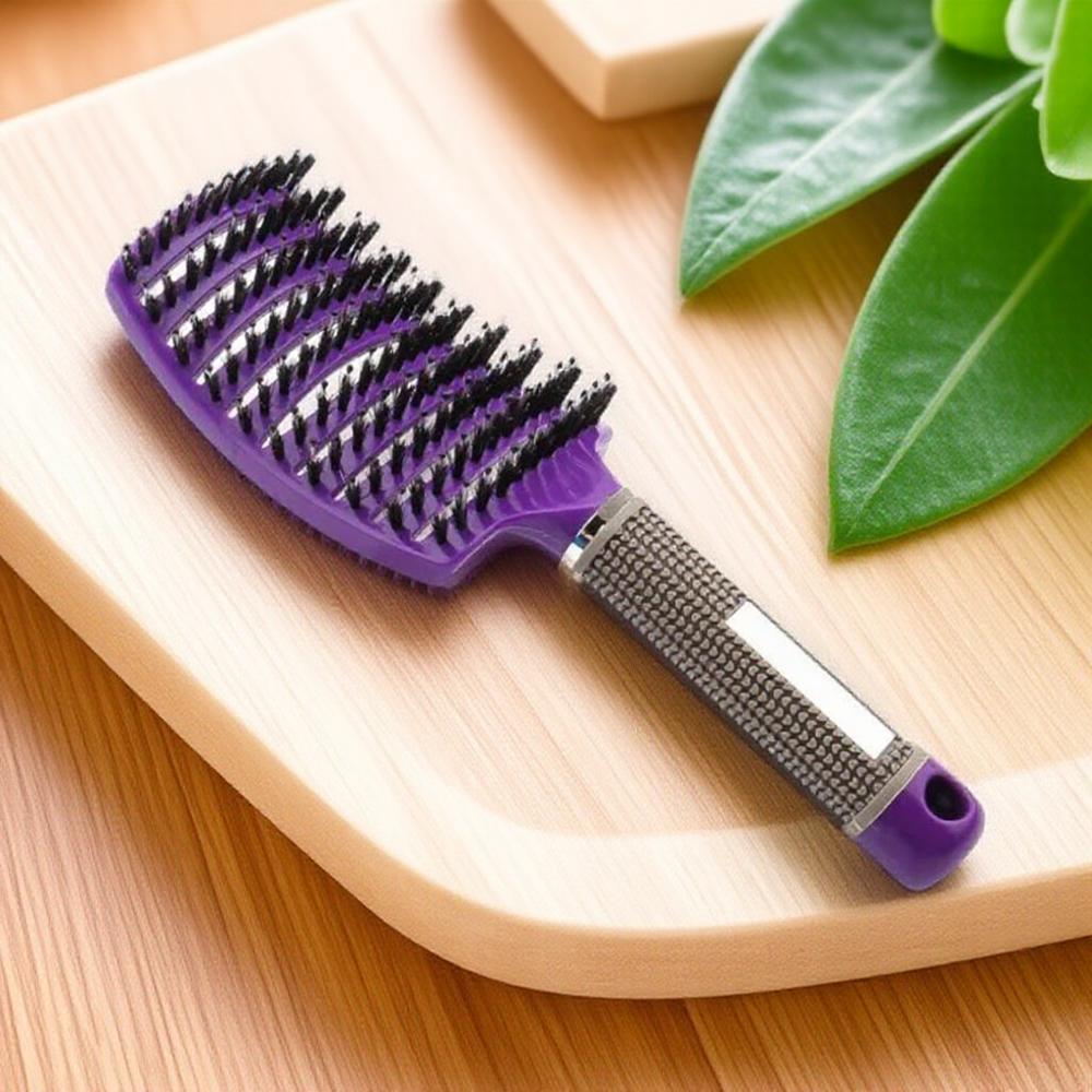 

Bristle Nylon Massage Brush for Curly and Straight Hair Professional Detangling Wet Hair Styling Comb for Smooth Shine No Frizz фиолетовый