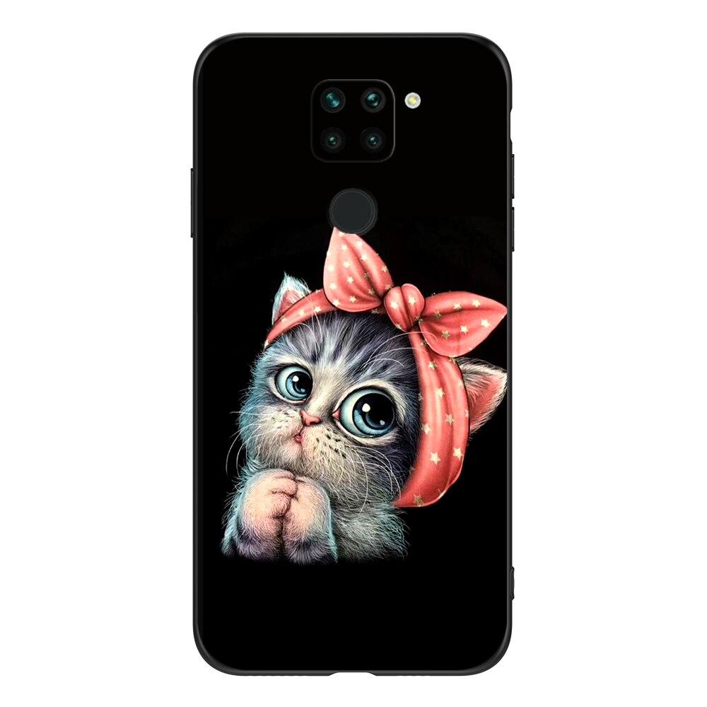 For Xiaomi Redmi Note 9 Global Phone Back Cover  Black Tpu Case Lion Wolf Tiger Dragon