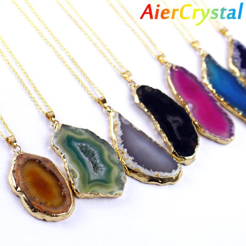 Amethyst fluorite agate naturale ciondolo irregolare pietra grezza grezza collana gioielli di moda gioielli in giada
