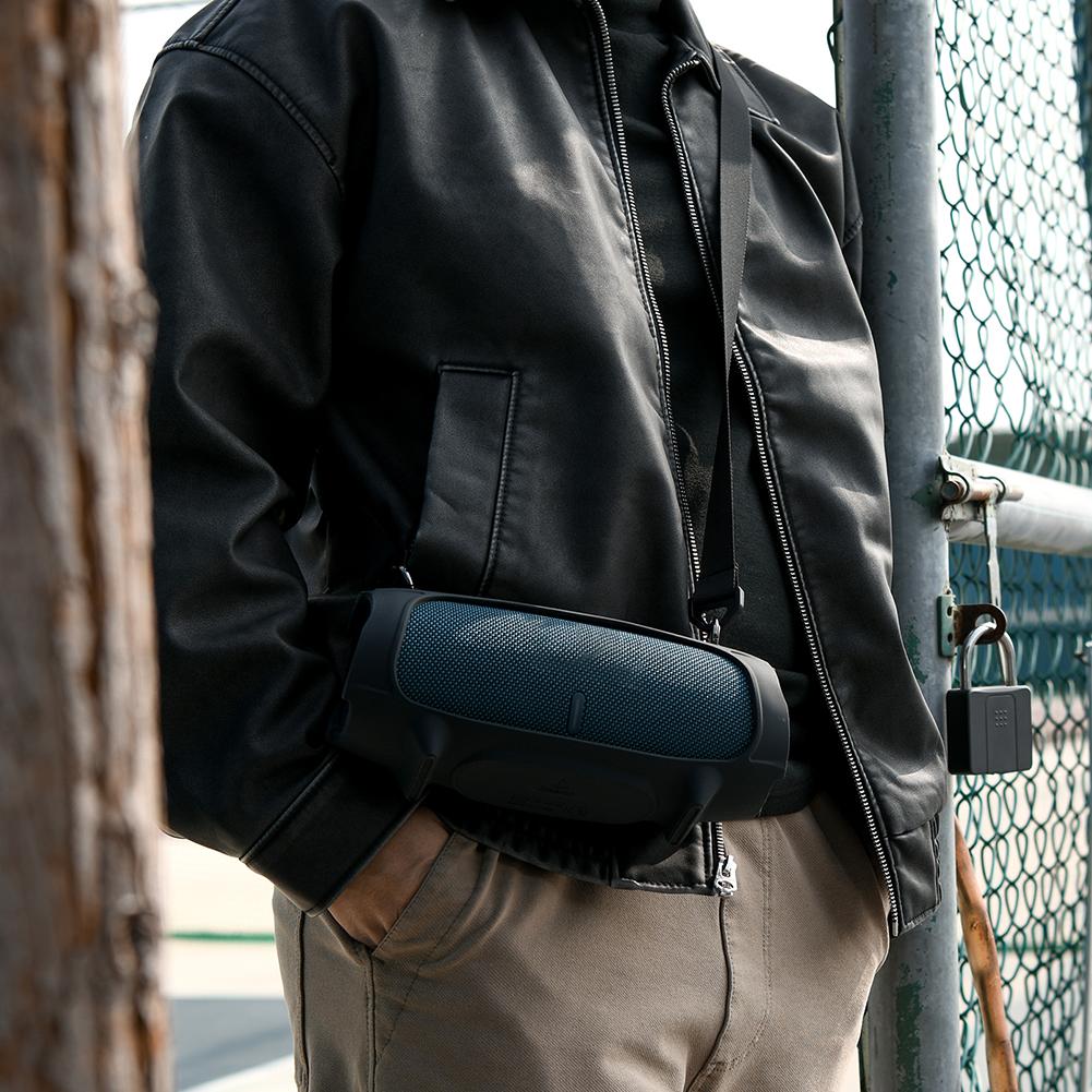 Premium Silicone Cover Case with Strap for JBL Charge 5 Speaker Offers Anti-Fall Protection and Portability