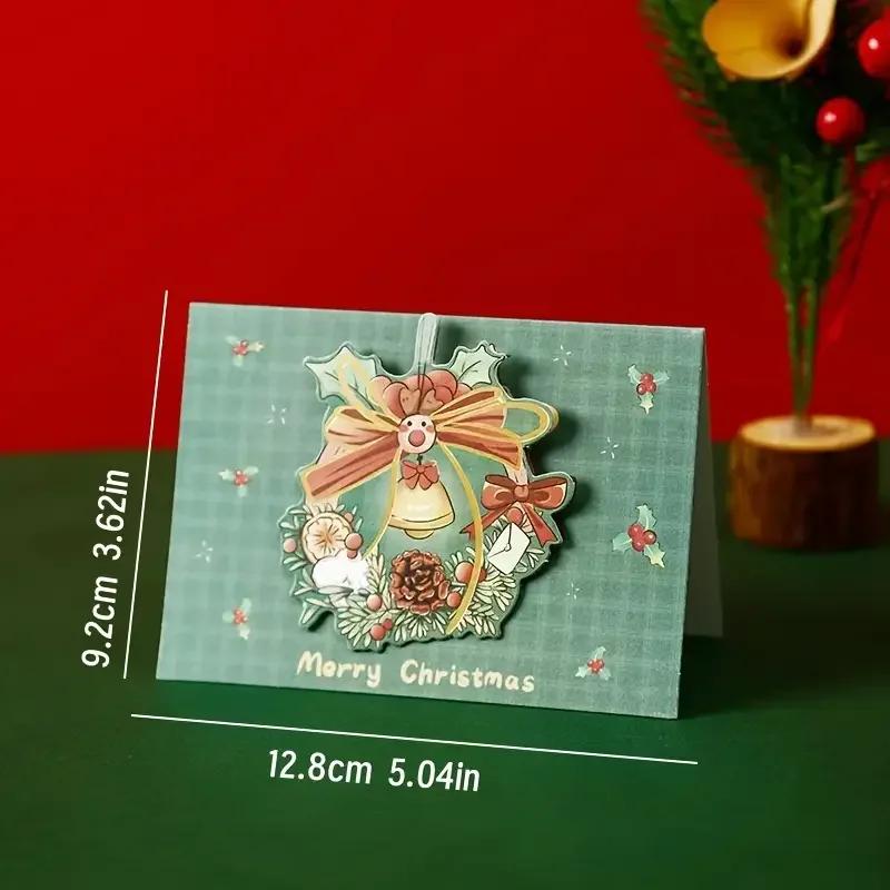 Santa Christmas Greeting Cards Folding Merry Xmas Best Wishes Card for New Year Blessing Thank You Postcard Decoration