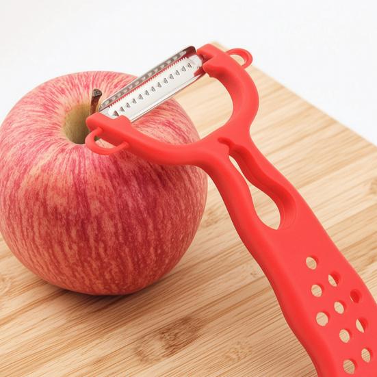 Multifunktionaler Obst- und Gemüse-Schäler & Reibe, Doppelt gezahnter Edelstahl-Klingen-Schäler und Reibe, Scharfer Klingen-Schäler für Gurken, Karotten,