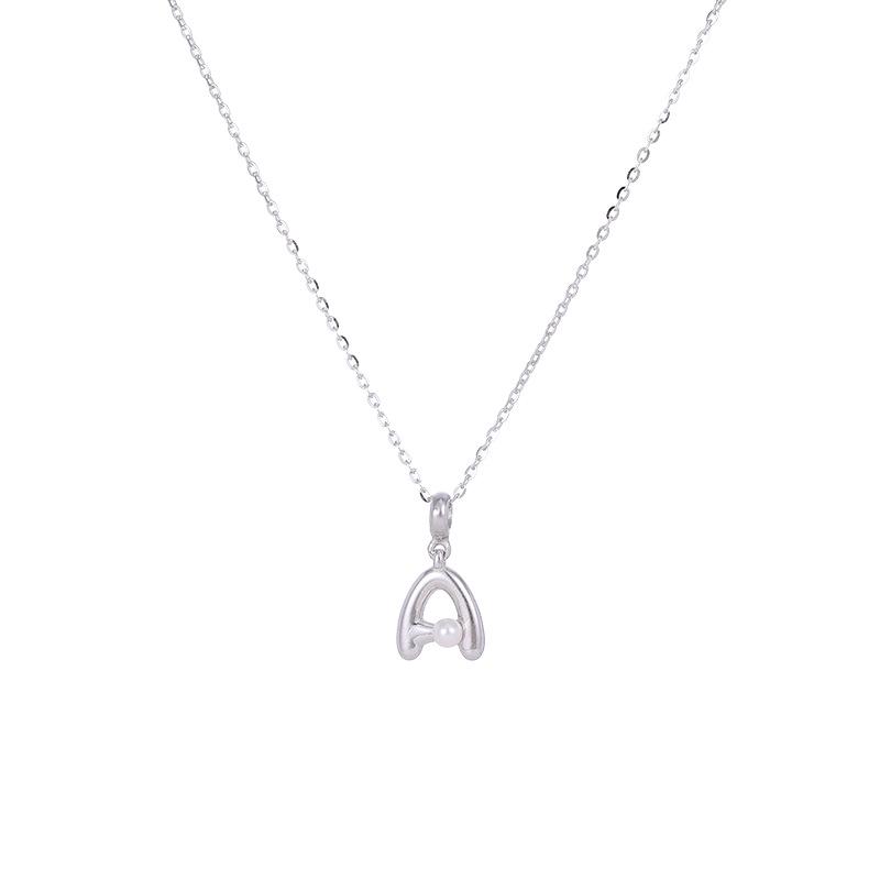 Banyan Tree S925 Silver Alphabet Pendant Necklace - Minimalist Clavicle Chain for Women, Fashionable and Versatile.