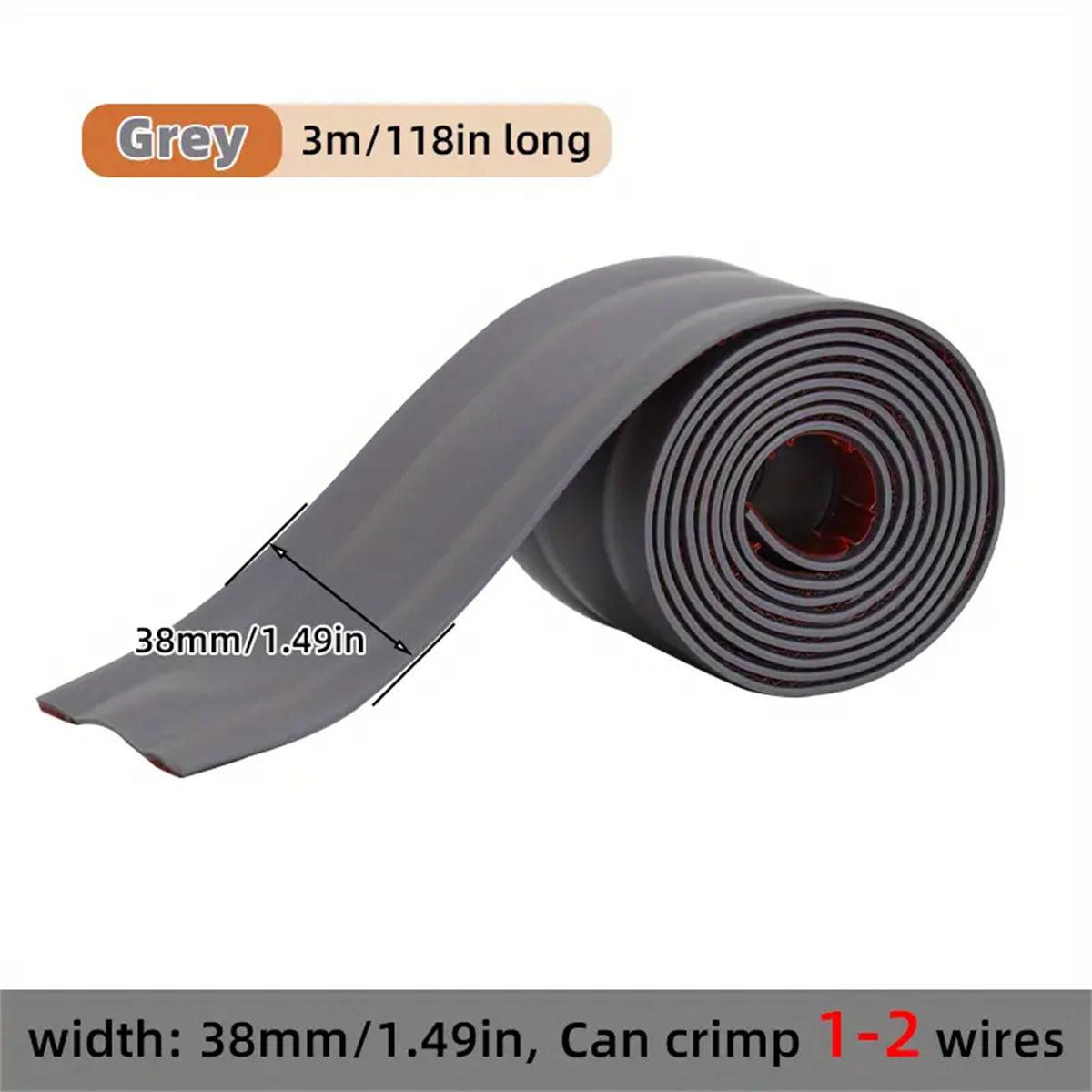 

1pc 3meters/118.11in PVC Wire Safety Strip, Self-Adhesive, Resilient Wall & Floor Cable Cover Protector 3meters сірий