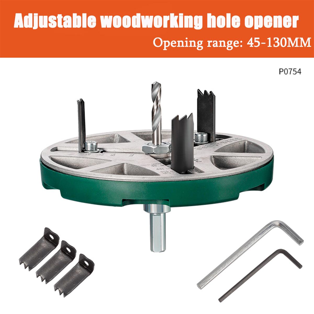 

Adjustable Round Hole Saw Tool, Adjustable Hole Saw Diameter 45mm-130mm Woodworking Cutting Tools Hole Opener Round зелений
