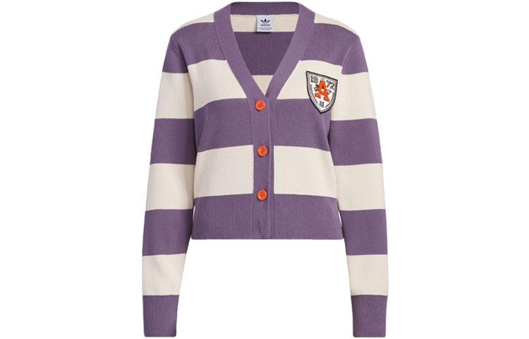 Adidas Originals Knitwear Women s Dark Gray Violet V Neck Moderate Cardigan IN1068 L