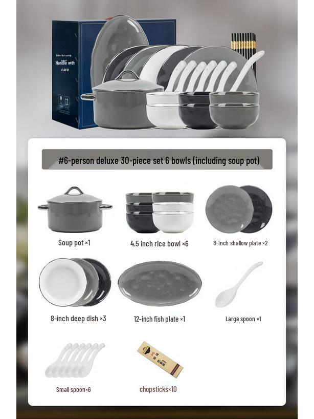 Kangmo Nordic Ceramic Dinnerware Set, 30-Piece