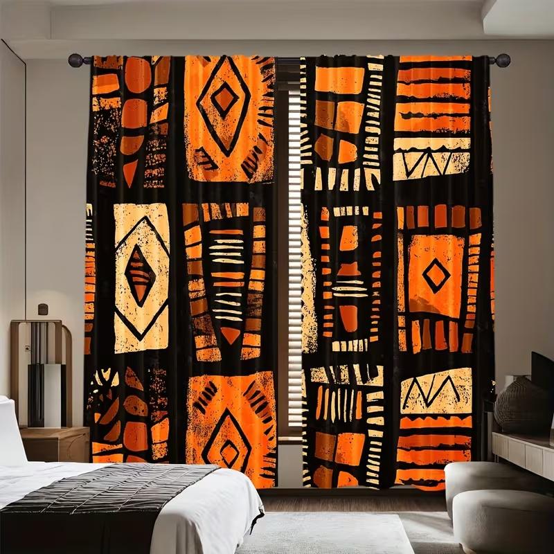 2Pcs Retro character patterns print curtains,suitable for bedroom,living room kitchen decoration,home decoration,window decor