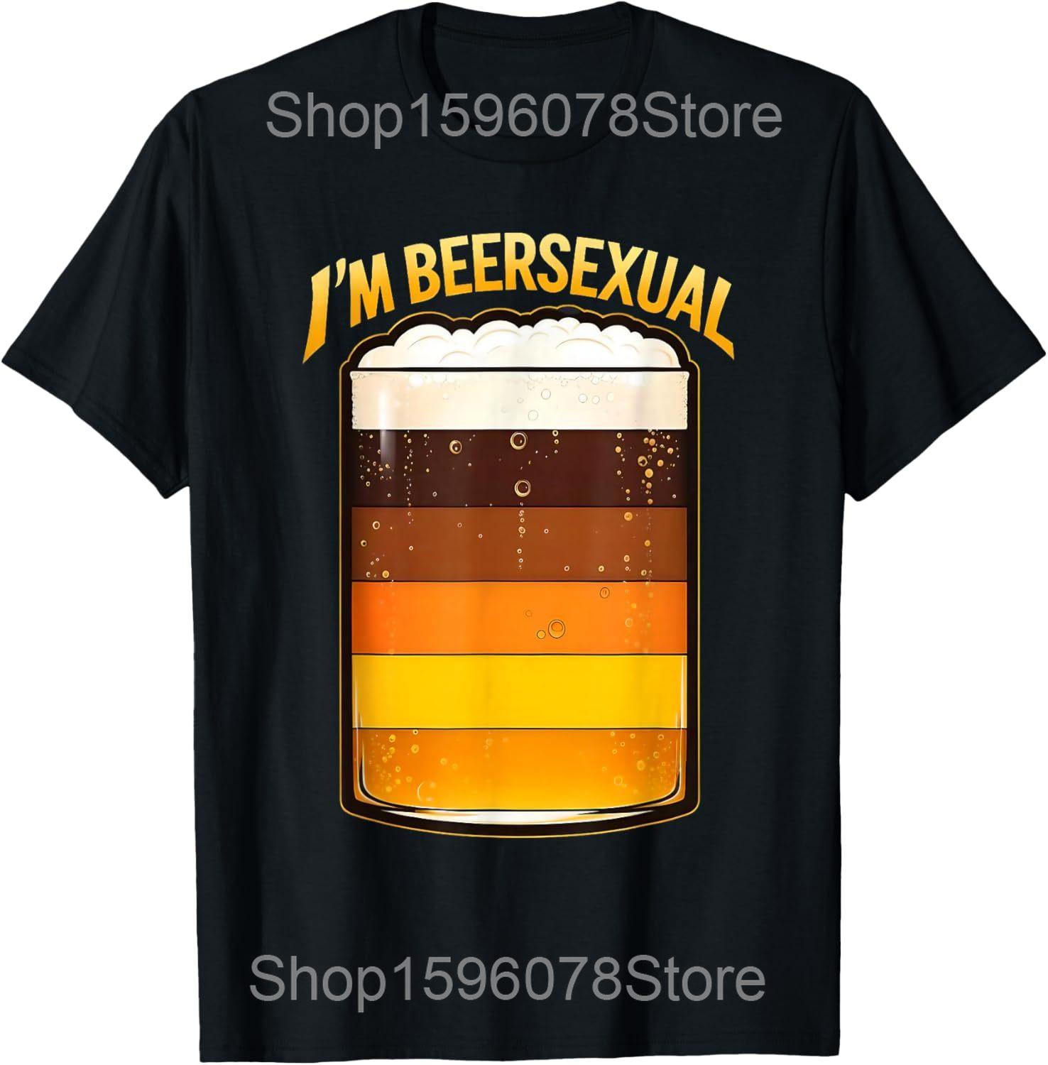 

Im Beersexual Celebrate Diversity Funny LGBTQ Beer Drinking T Shirts Men Humor Streetwear Tee Short Sleeve Unisex Loose Clothing 4XL