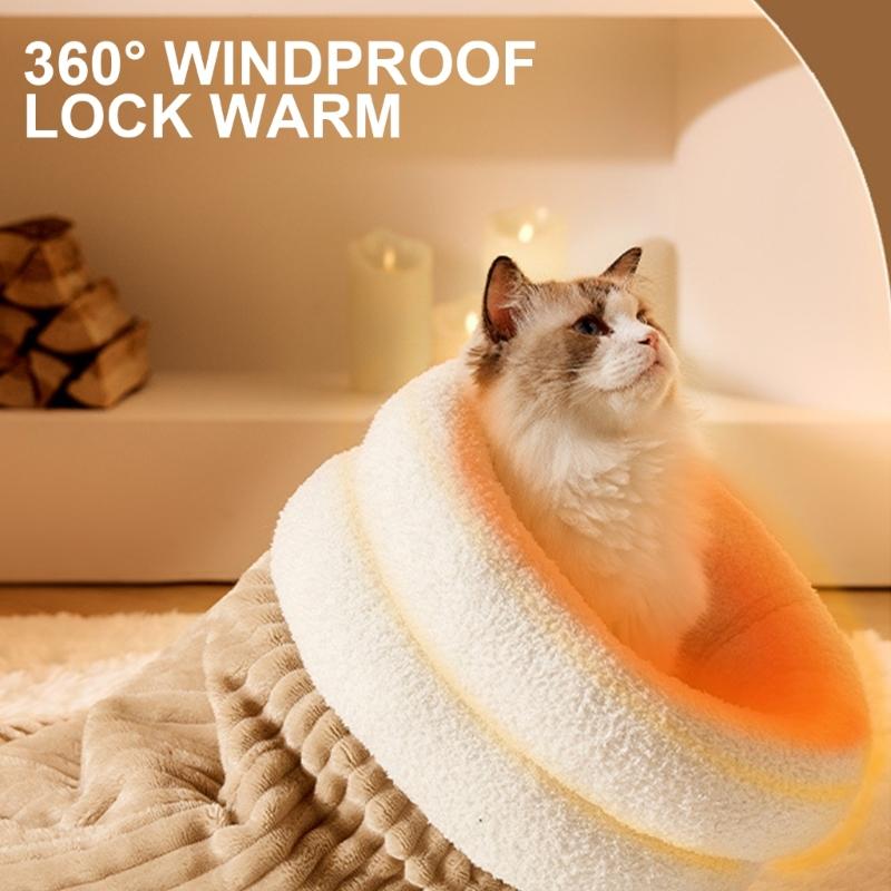 Winter Warm Cats Sleep Bag Large Pet Bed Cave for Indoor Warmth Comfortable Cats Resting Bag with Thicken Liners