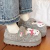 Sapatos de algodão fofos de desenho animado, preguiçosos e antiderrapantes para mulheres, novidade outono e inverno 2025, sapatos de algodão Mary Jane e plataforma