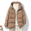 Womens Lightweight Down Coat Mid-Length Hooded Puffer Jacket White Duck Casual Outerwear