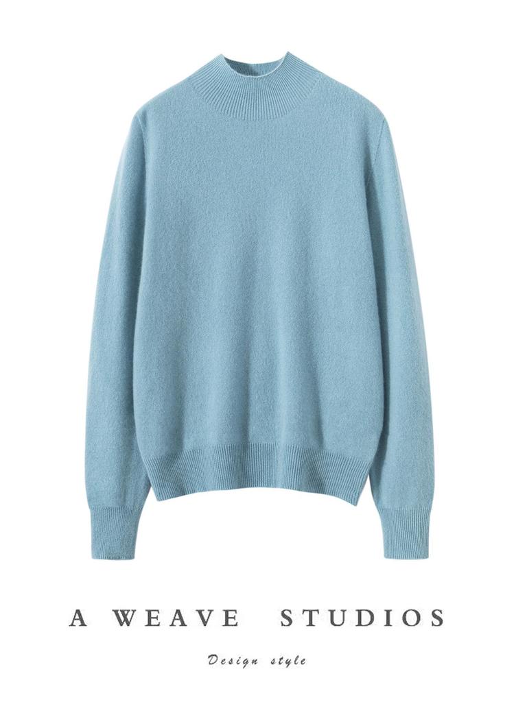 Women's Seamless Half-High Cashmere Sweater - Versatile, Comfortable, Fashionable Knitwear for Autumn & Winter.