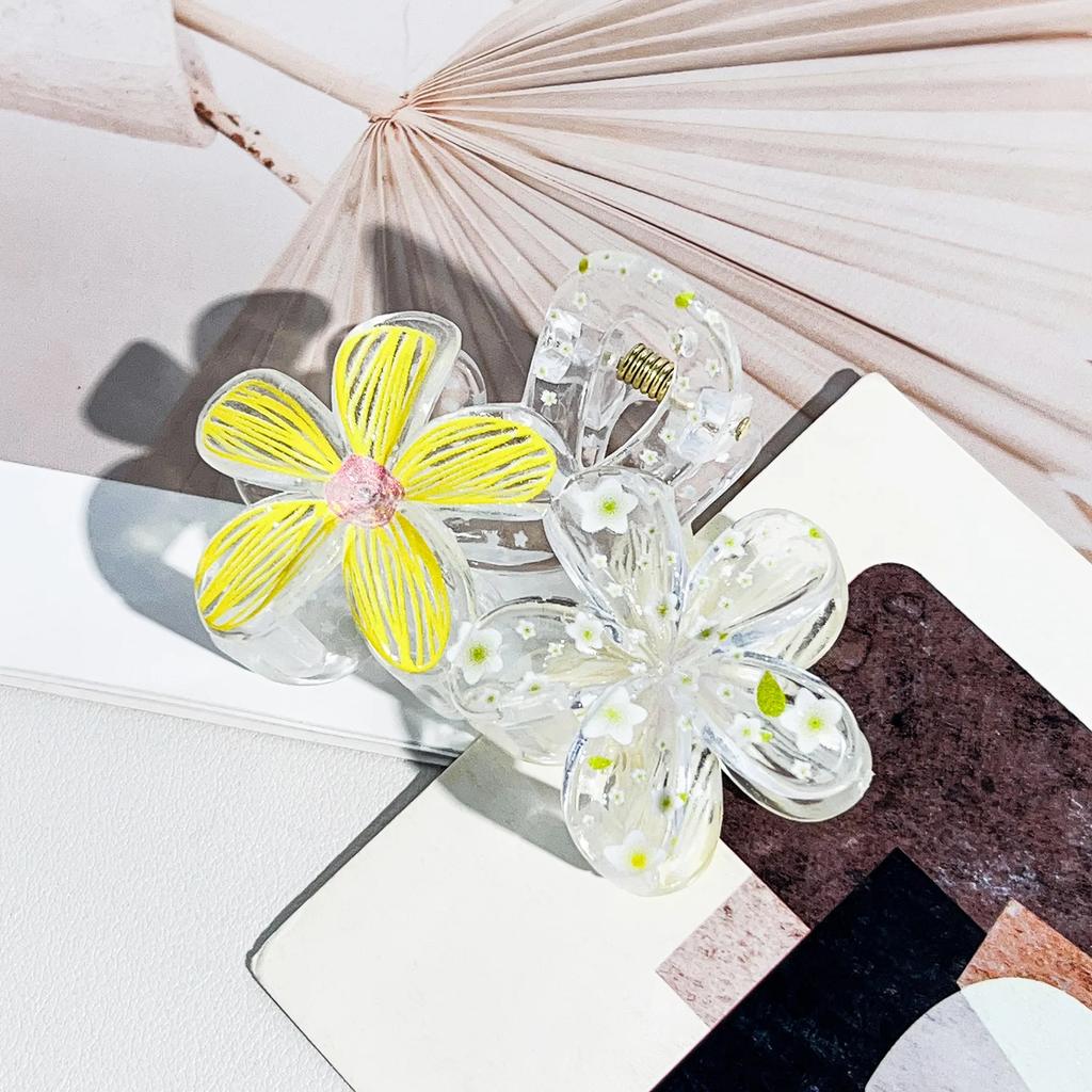 Sweet Doodle Floral Hair Claw Clip - Non-Slip Boho Updo Bun Clip for Women, Cute Spring Hair Accessories