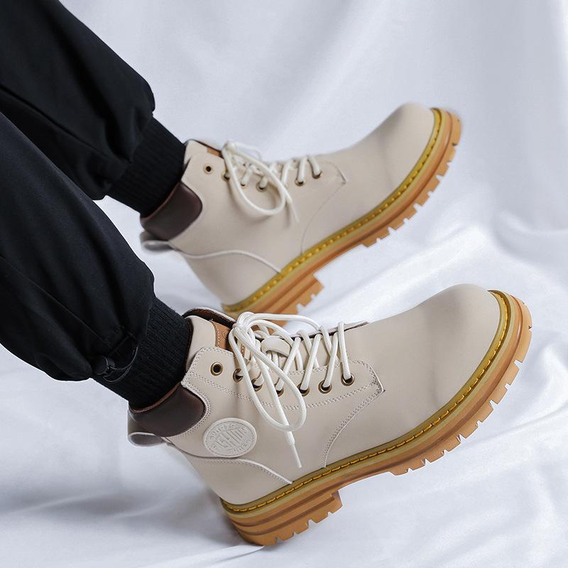 Rhubarb boots British tooling Martin boots men's short boots 2024 spring and autumn single boots thick-soled versatile mountaineering boots 6519-R