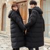 Men's down jacket mid-length hooded winter new thickened over-the-knee jacket men's casual couple style same style
