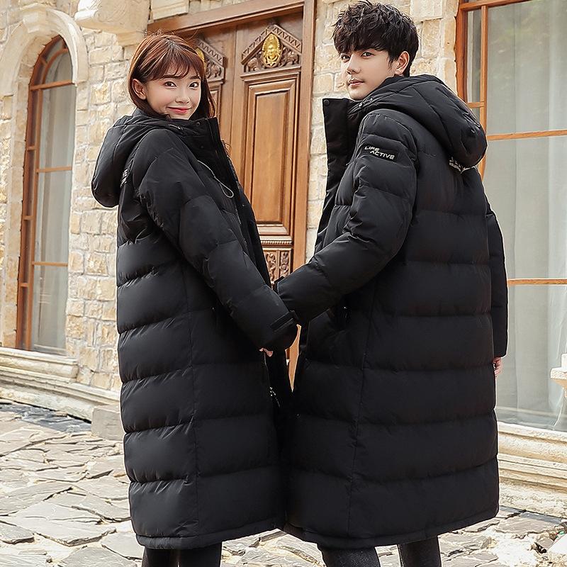 Men's down jacket mid-length hooded winter new thickened over-the-knee jacket men's casual couple style same style