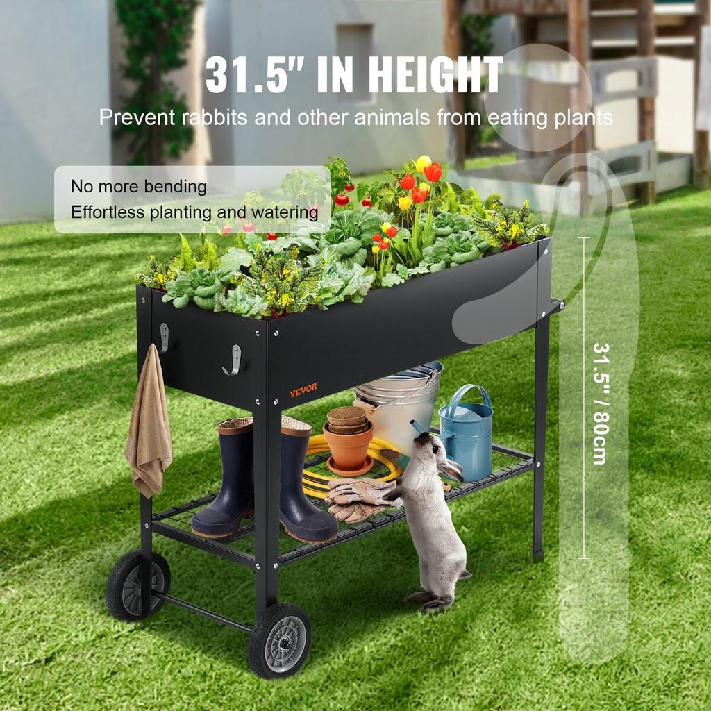 Raised Garden Bed, 42.5 X 19.5 X 31.5 Inch Galvanized Metal Planter Box, Elevated Outdoor Planting Boxes with Legs, for Growing