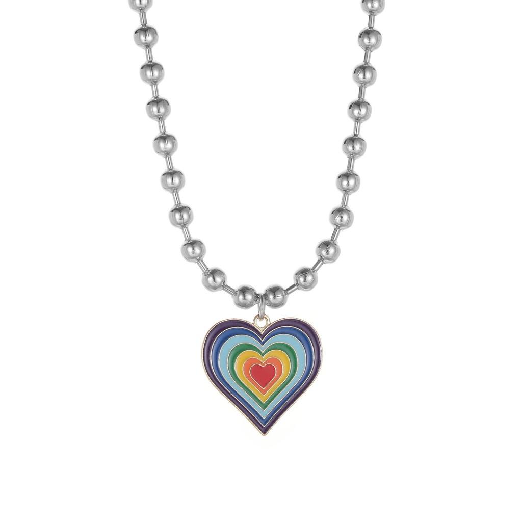 Elegant European Style Colorful Heart Pendant Necklace For Women With Unique Design Features