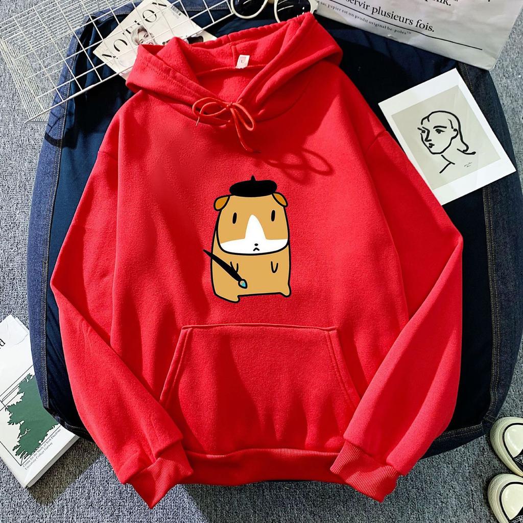 Couple Style Hats for Men and Women, Puppy Print Hooded Sweatshirts, Autumn and Winter Korean Style Trendy Versatile Tops