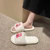 Fashion one-word soft-soled open-toed cotton slippers 2025 home cute non-slip girl heart fluffy slippers cotton slippers women