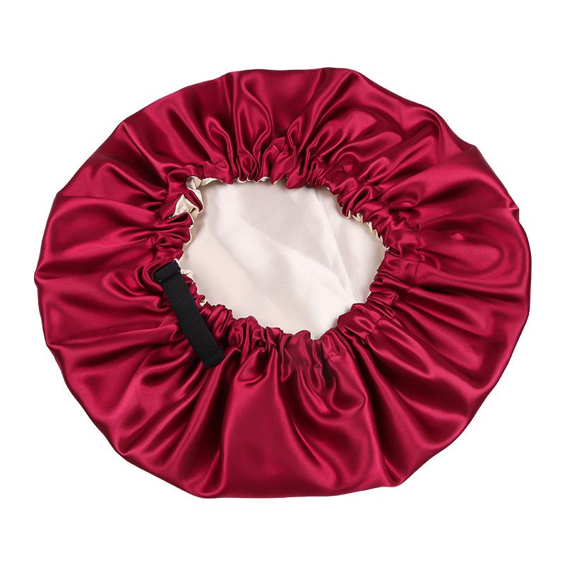 

Двухслойная атласная шапочка для сна с регулировкой, из искусственного шелка, для ухода за волосами One Size