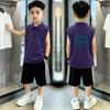 Boys' Trendy Cotton Polo Shirt and Vest Set - Sleeveless Lapel T-shirt, Summer Two-Piece In Medium & Large Sizes