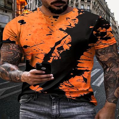 Summer Outdoor Polyester Fiber Composition Men's Fashionable Sports Short Sleeved Round Neck T-shirt 3D Digital Printing Pattern