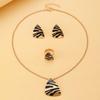 Retro Fashion Design Sense Leopard Print Necklace Earring Ring Three Piece Set