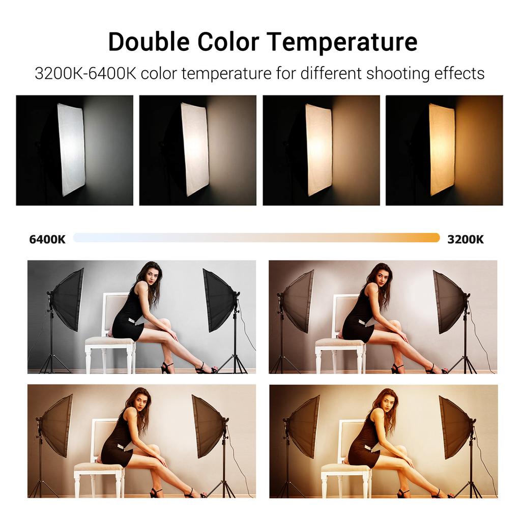 Andoer Professional Studio Photography Softbox LED Light Kit Including 50*70cm Softboxes * 2 + 45W