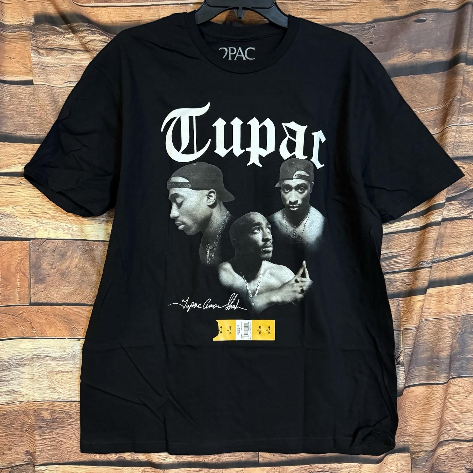 2PAC Tupac Shakur 3 Faces Graphic Men s Black L Cotton New with Tags Unisex T-Shirt L