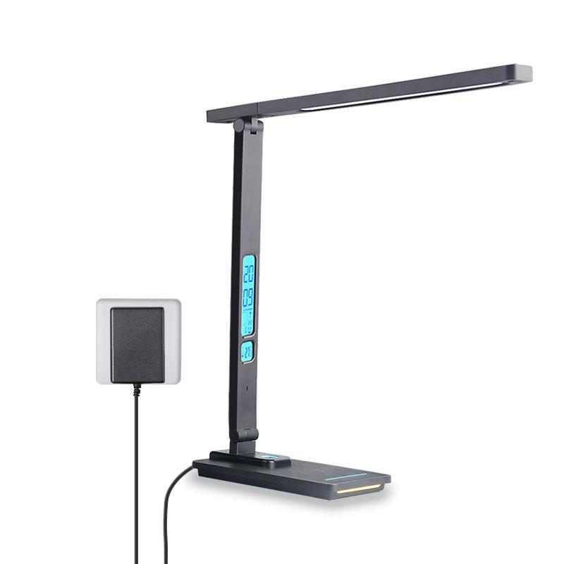 Cross-Border Smart Desk Lamp Perpetual Calendar Clock Display Touch Control Wireless Charge 10W Study Room Eye-Care Reading