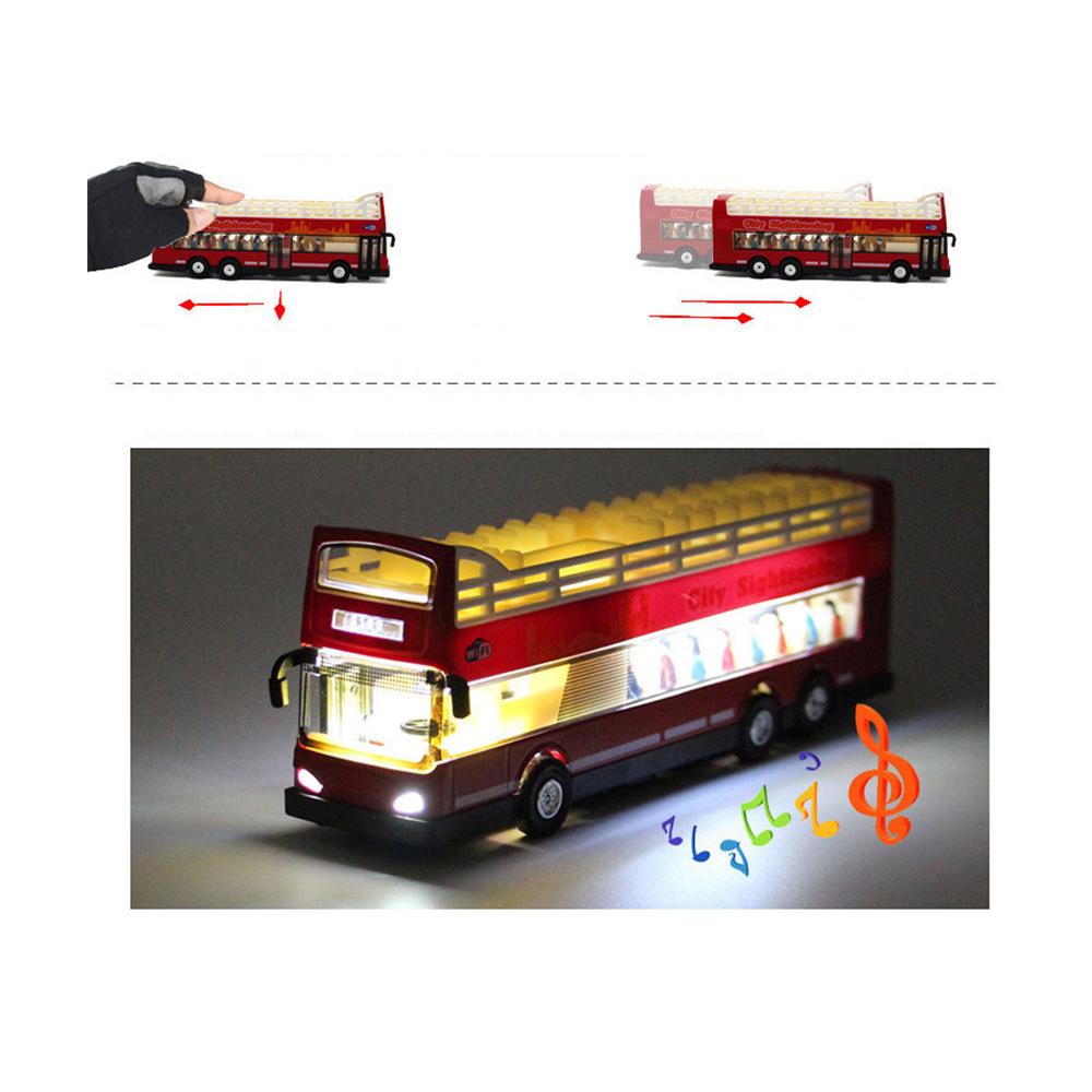 Autobuz din aliaj, autobuz cu două etaje, mașini muzicale cu sunet și lumină, jucării