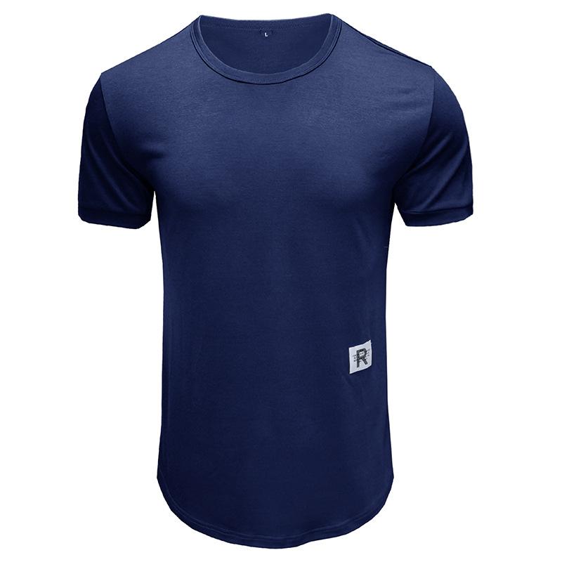 

Мужские однотонные футболки с короткими рукавами, влагоотводящие летние легкие футболки для бега в тренажерном зале для мужчин, футболки с круглым вырезом, мягкие комфортные спортивные футболки XXL синий