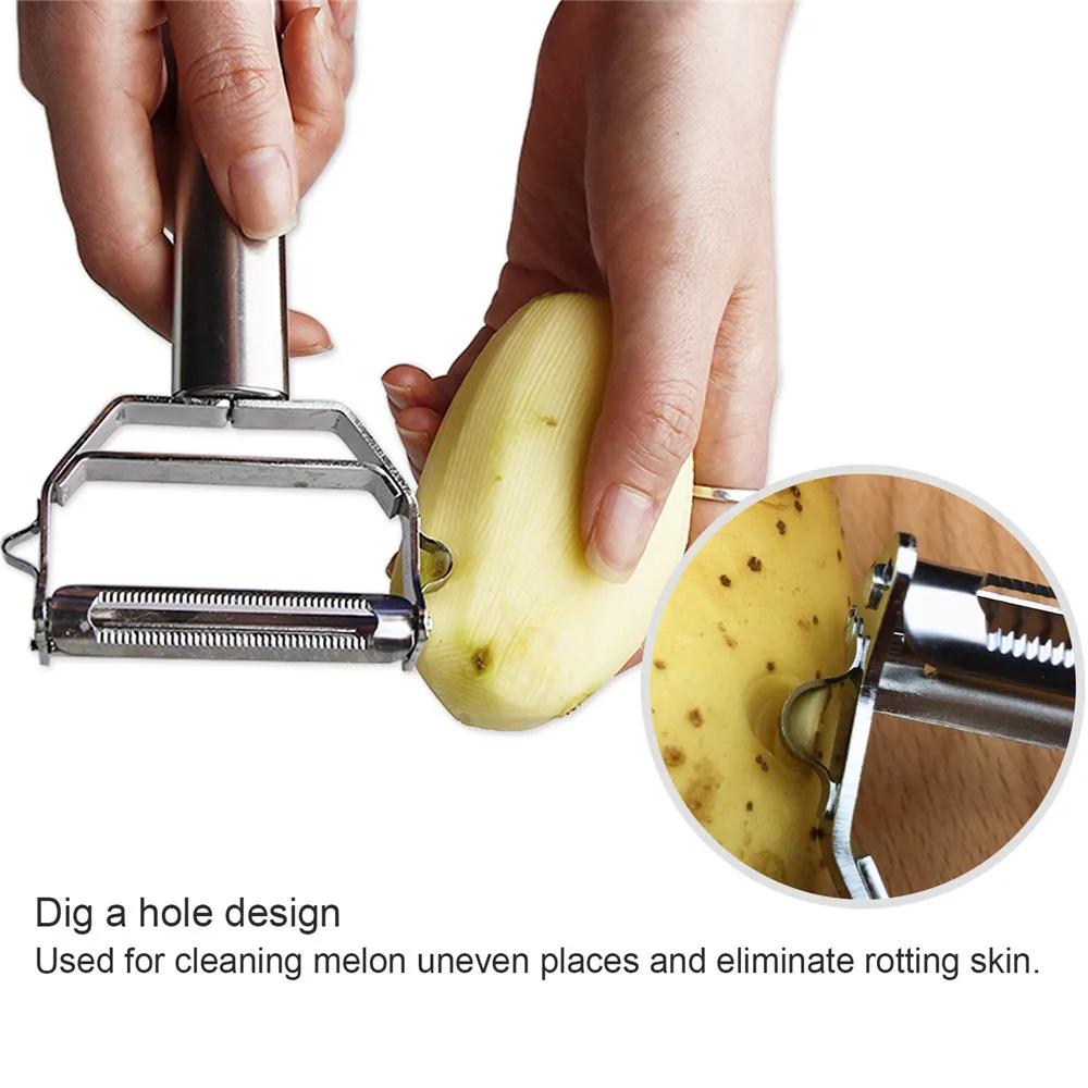 Stainless Steel Multifunction Peeler, Fruit & Vegetable Grater, Julienne Slicer for Potato, Carrot, Cucumber, Kitchen Tool
