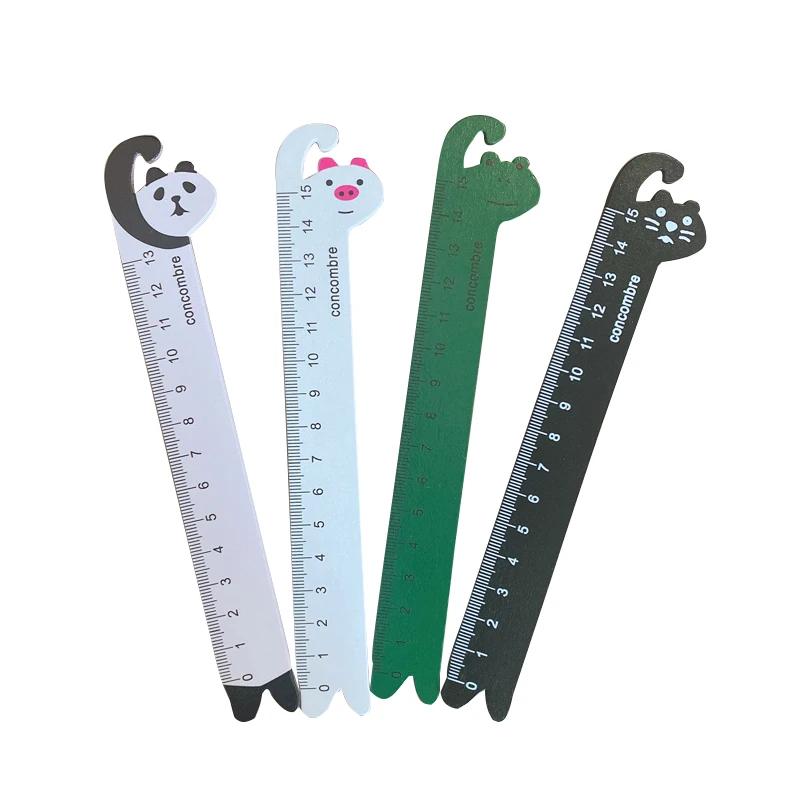 2Pcs 15cm Stationery Gift School Supplies Panda Frog Cat Pig Cartoon Animal Creative Student School Straight Ruler Wooden