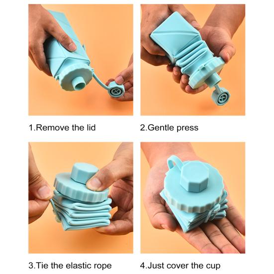 Silicone Foldable Water Bottle 610ml Leakproof Collapsible Water Bottle for Travel Camping Hiking Sports Outdoor BPA Free Portable Reusable Water Cup