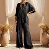 2026 Summer European & American Women's Cotton-Linen Two-Piece: Loose Casual Suit with Irregular Hem