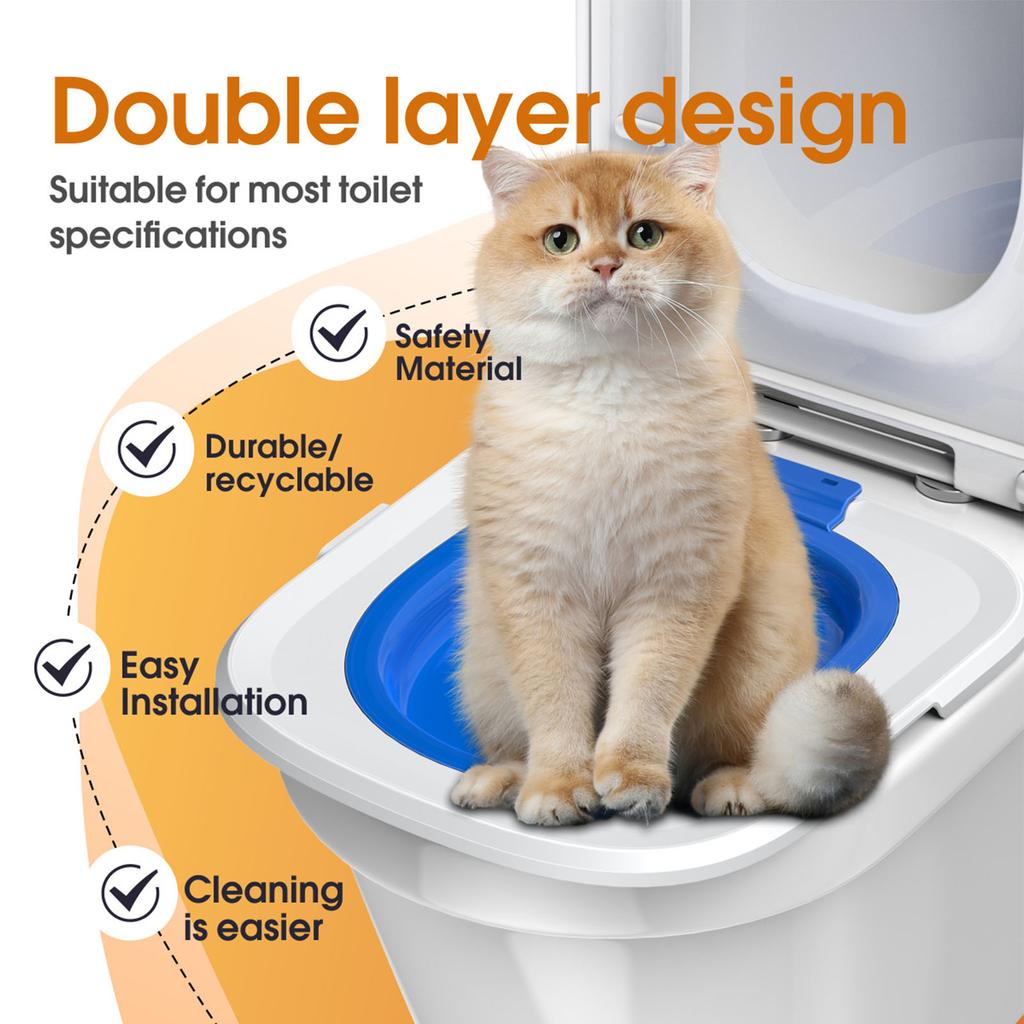 Cat Toilet Trainer Double Layer Cat Toilet Training System Reusable Cat Potty Training Tool for Toilet Squat Toilet